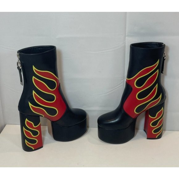 La Moda Sizzlin Hot Platform Ankle Boots Women Size 7 Leather Chunky Heel Bootie - Picture 5 of 12